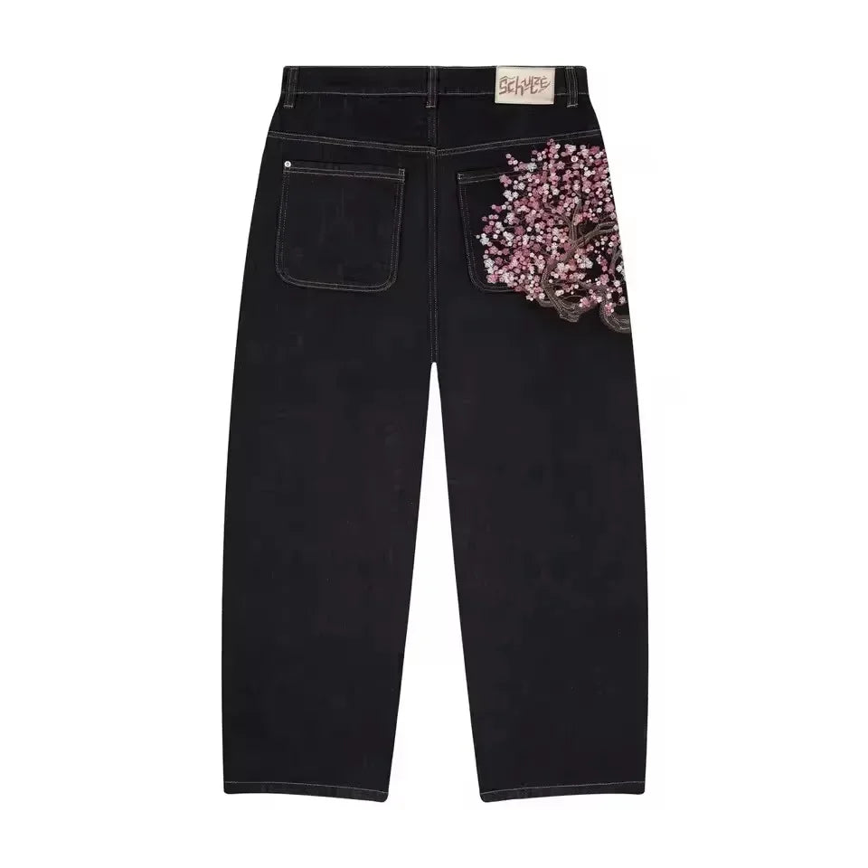 CARNIVL™ Japanese Apricot Flower Baggy Denim Jeans