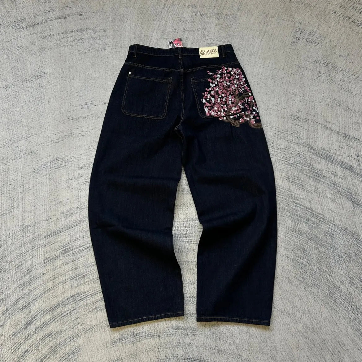 CARNIVL™ Japanese Apricot Flower Baggy Denim Jeans