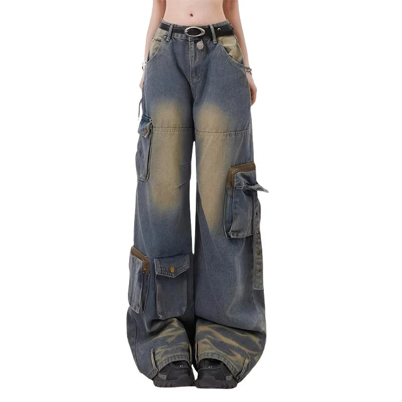 CARNIVL™ Vintage Faded Blue Cargo Denims