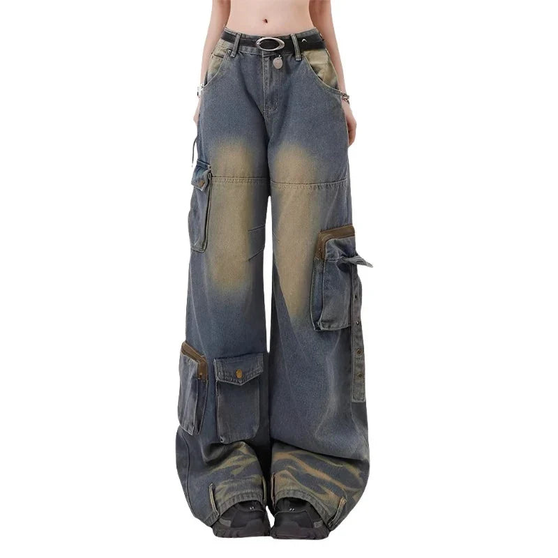 CARNIVL™ Vintage Faded Blue Cargo Denims