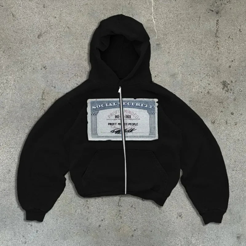 CARNIVL™ Dollar Stamp Vintage Zip-Up Hoodie