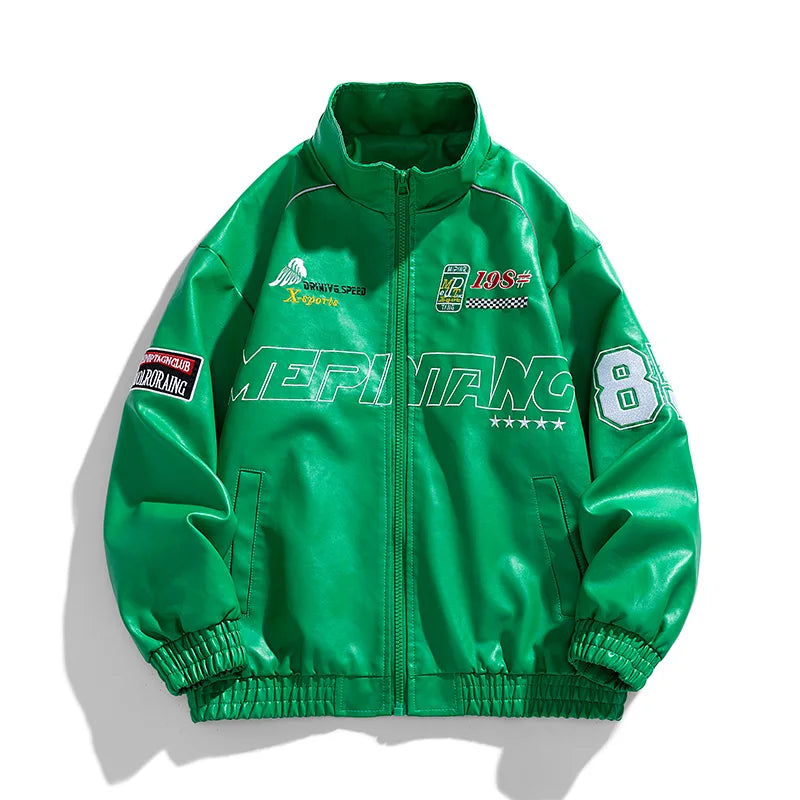 CARNIVL™ Green F1 Leather Jacket