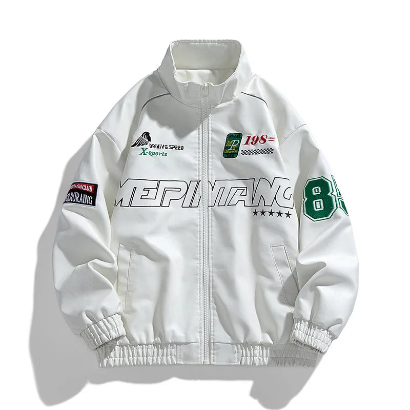 CARNIVL™ White F1 Leather Jacket