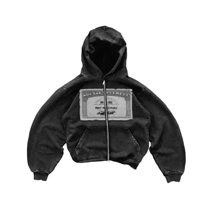 CARNIVL™ Dollar Stamp Vintage Zip-Up Hoodie