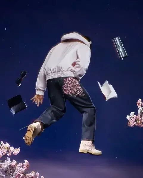 CARNIVL™ Japanese Apricot Flower Baggy Denim Jeans