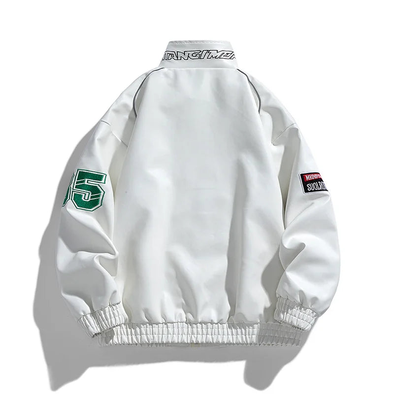 CARNIVL™ White F1 Leather Jacket