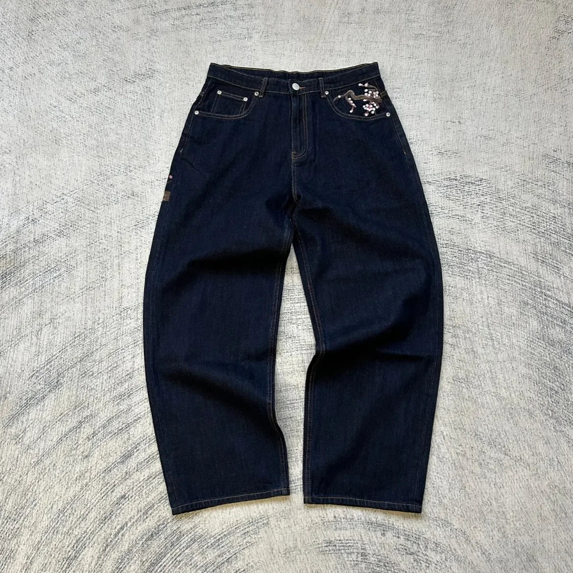 CARNIVL™ Japanese Apricot Flower Baggy Denim Jeans